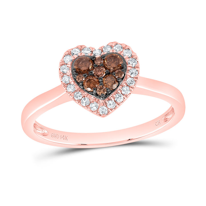 1/3CTW-DIA CN COGNAC NATURAL HEART RING