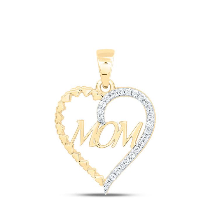 1/10CTW-DIA P1 GIFT "MOM" HEART PENDANT