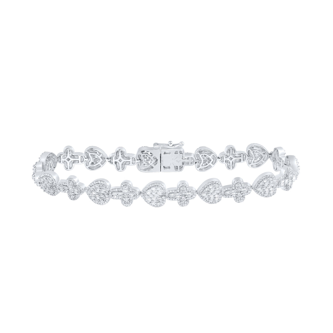 3 1/2CTW-DIA NK CROME HEART CROSS BRACELET (8 INCH)