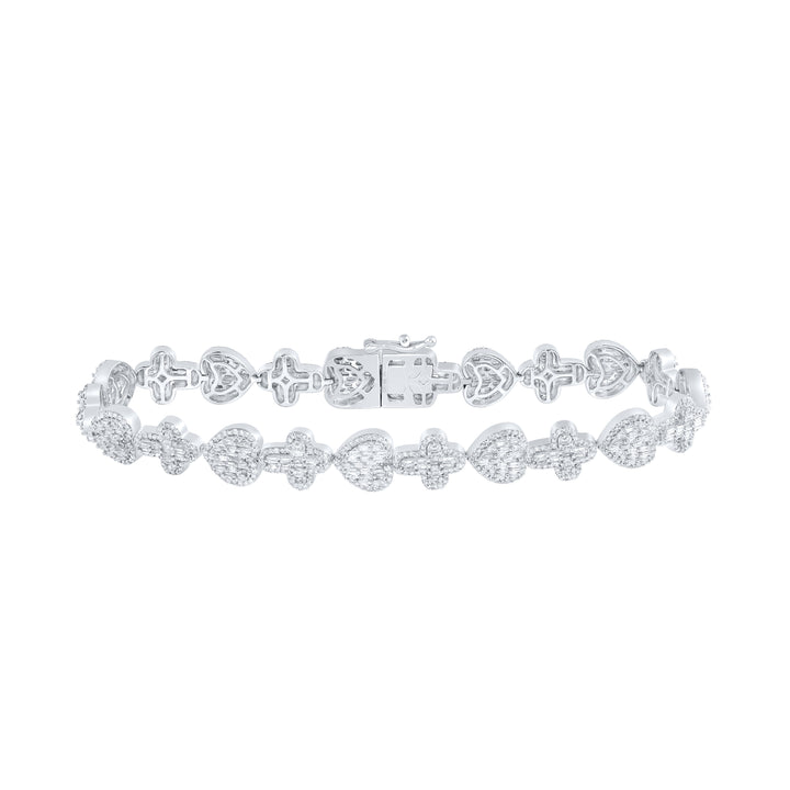 3 1/2CTW-DIA NK CROME HEART CROSS BRACELET (8 INCH)