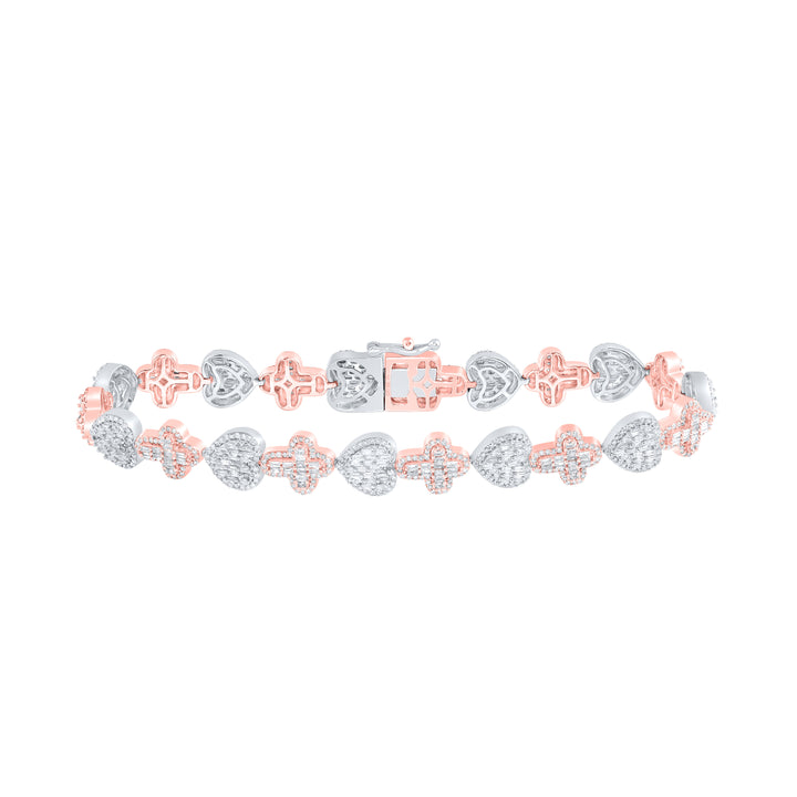 3 1/2CTW-DIA NK CROME HEART CROSS BRACELET (8 INCH)