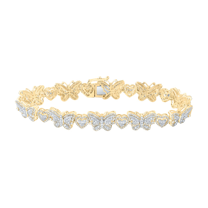 3CTW-DIA NK BUTTERFLY HEART LADIES BRACELET (7 INCH)