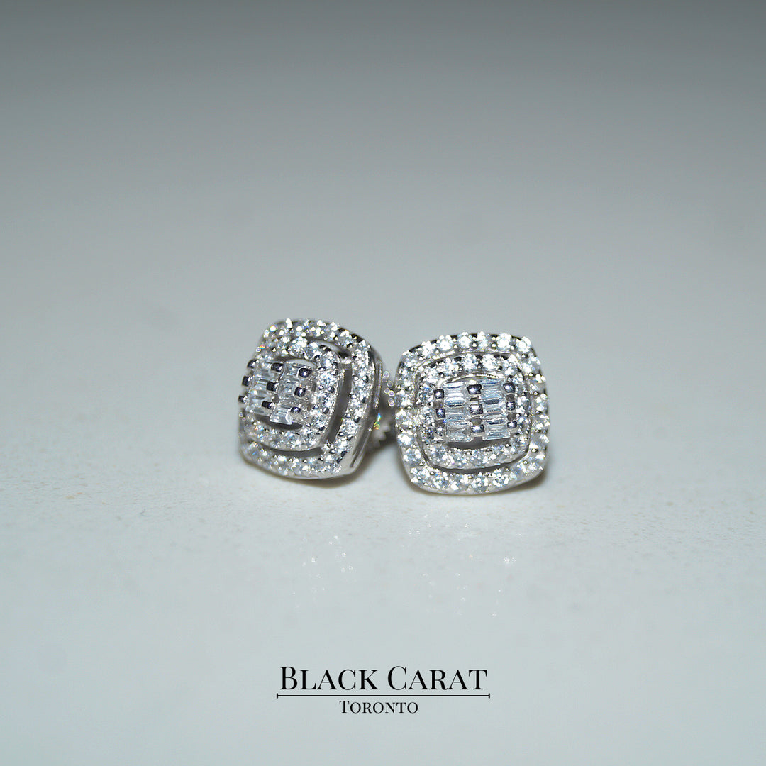 Men's Rumination 925 Real Silver Earrings - Black Carat