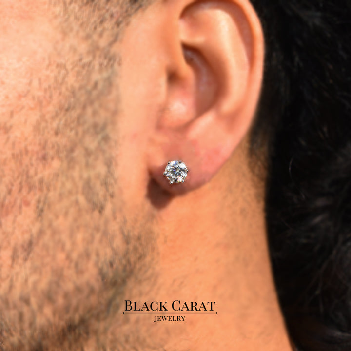 Men's Circular 925 Real Silver Stud Earrings