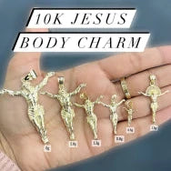 10K Gold Jesus Body Charm Men's Pendant