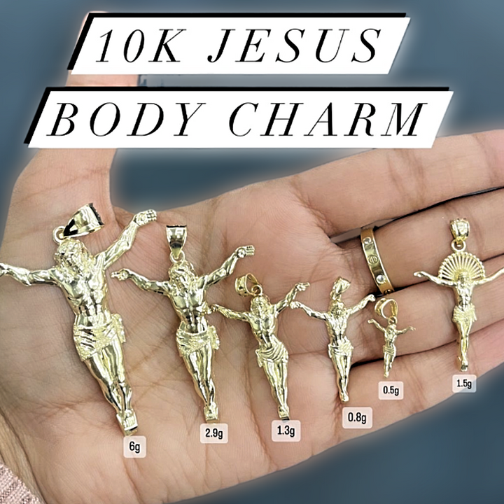 10K Gold Jesus Body Charm Men's Pendant