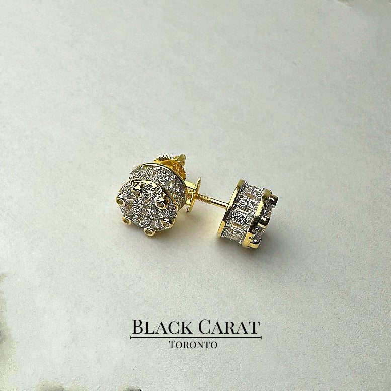 Men's Vortex 925 Real Silver Earrings W/ 18k Gold Plating - Black Carat