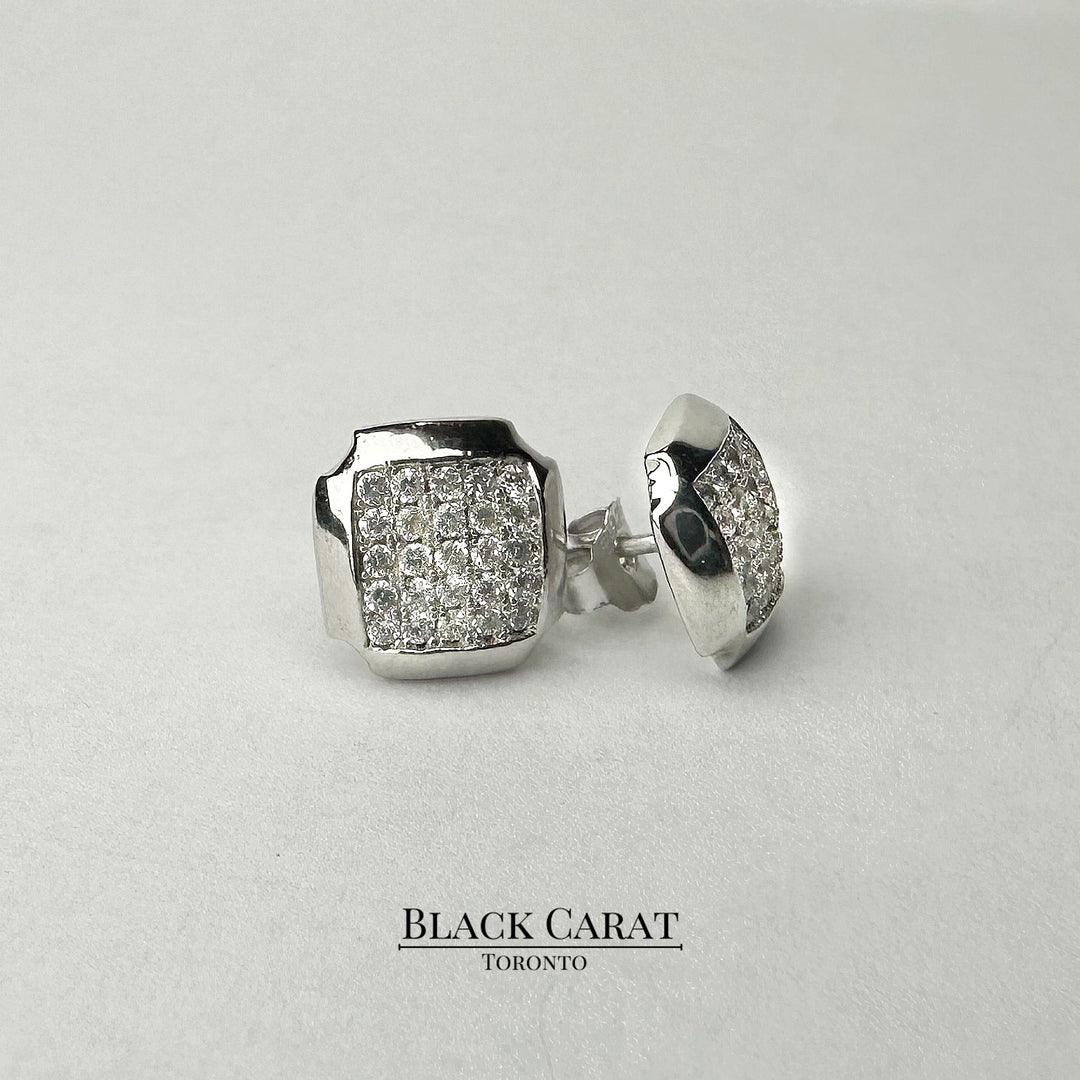 Men's Vega 925 Real Silver Earrings - Black Carat