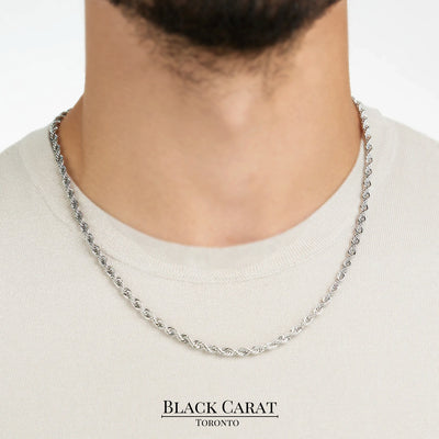 Men's Rope 925 Sterling Silver Chain - Black Carat
