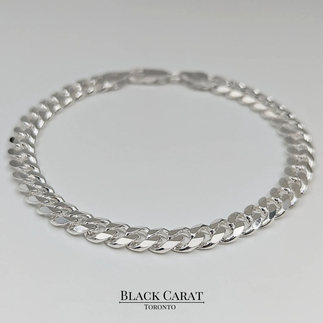 Men's Silver 925 Miami Cuban Bracelet - Black Carat