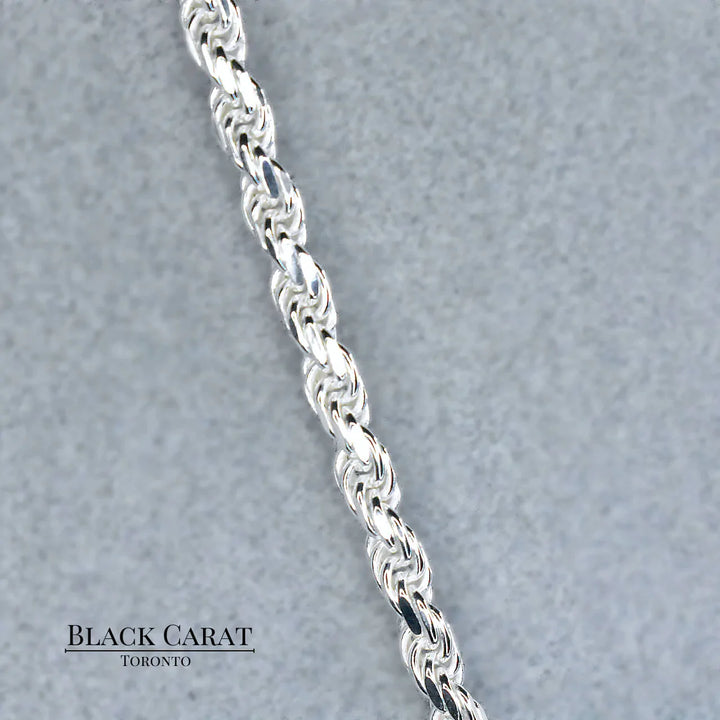 Men's Rope 925 Sterling Silver Chain 4mm - Black Carat